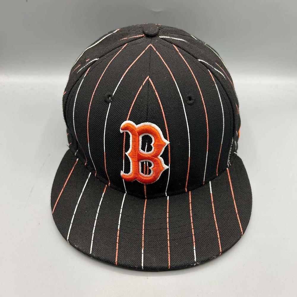 Boston Red Sox MLB Hat Men 7 1/2 Red Pinstripe 59Fifty New Era Fitted Cap Wool